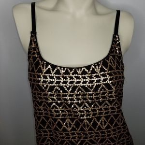 Forever 21 - Black w/ Gold Sequin Party Mini Dress